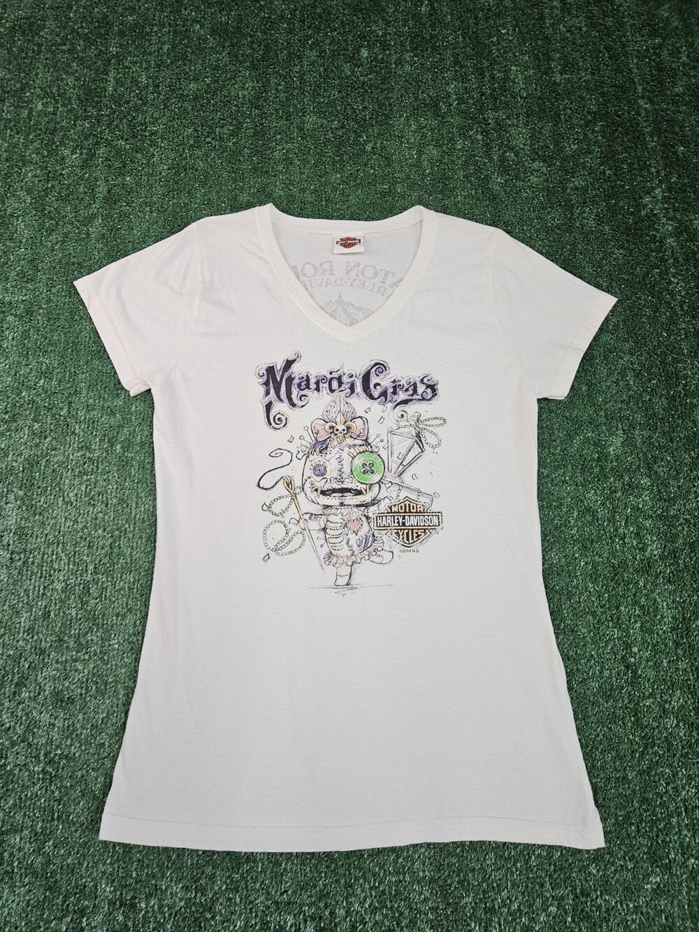 Harley-Davidson Motor Cycles Voodoo Doll Mardi Gras Womens T-Shirt Size M